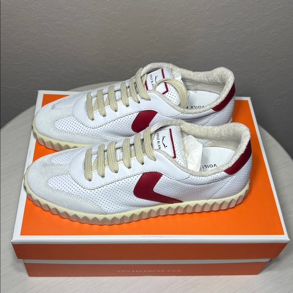 Voile Blanche Ines Mesh & Leather Sneakers - White/Red NIBox Size 37 (7US) - Picture 7 of 12